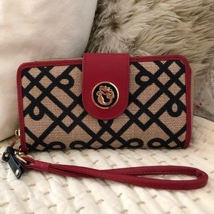 Spartina 449 Leather and Woven Fabric Wristlet/Clutch